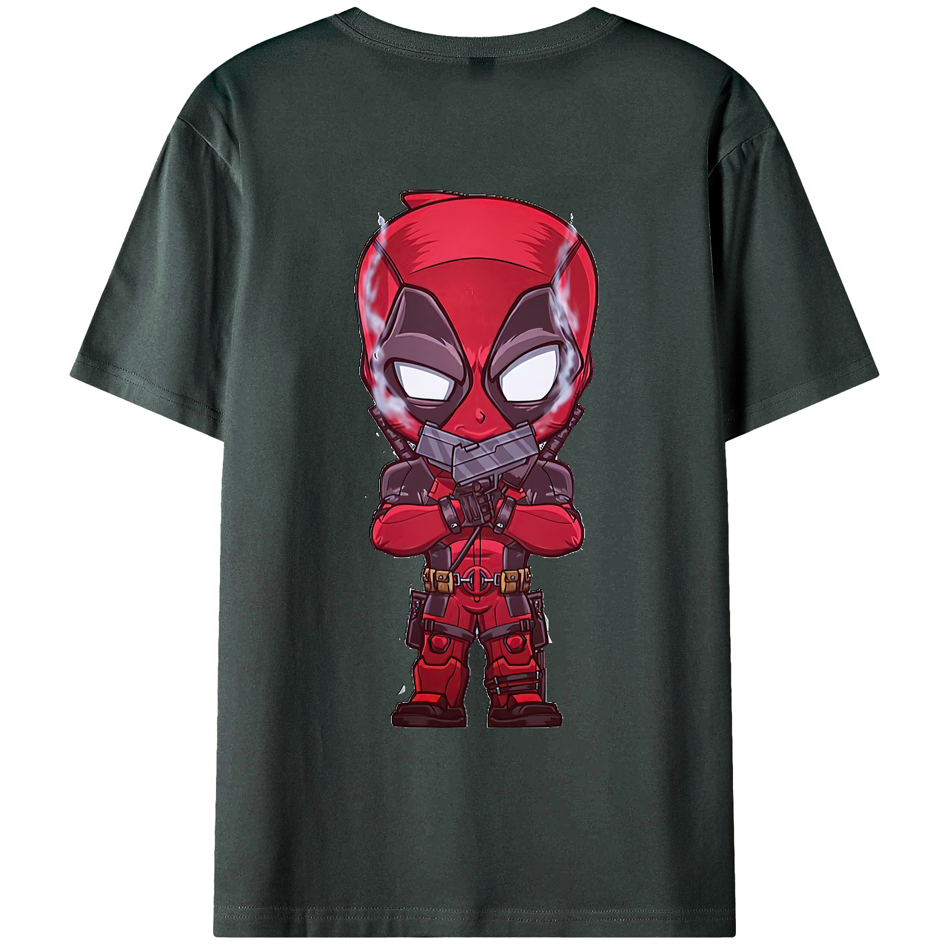 （画像用） Deadpool デッドプール 綿100％ メンズ半袖Tシャツ（バックプリント） 通気性